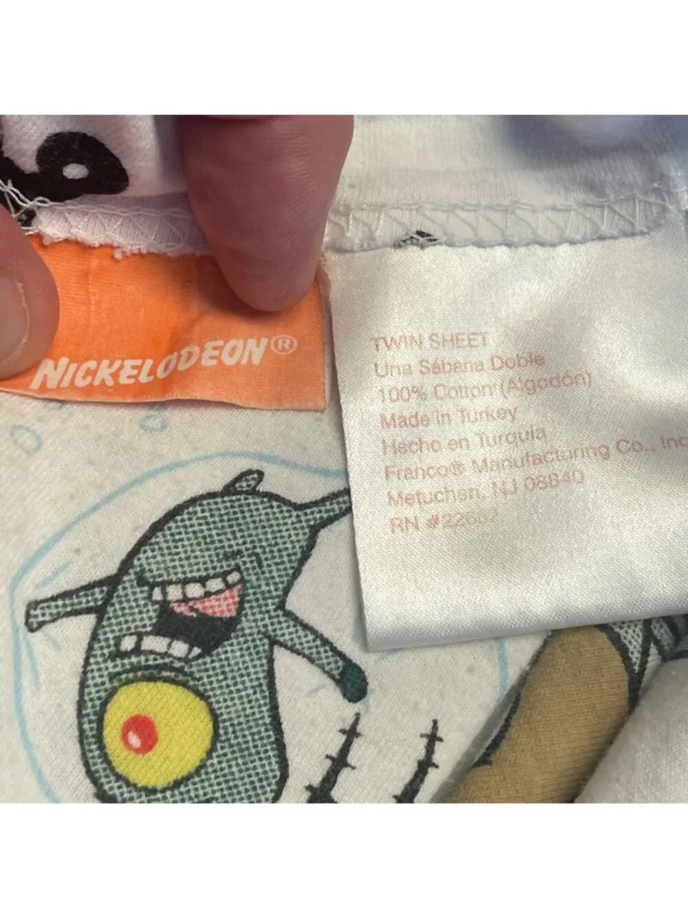 Spongebob Squarepants Flat Twin Bed Sheet Flannel‎ Squidward Plankton 91